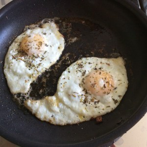 Eggs underneath the veggies
